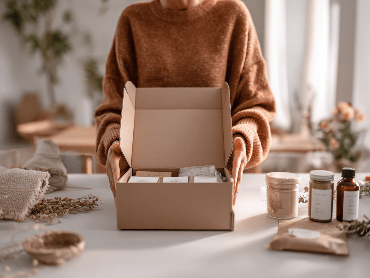u3744633422 Smiling person opening a delivery box on a bright 0bfd6863 ddd1 47a7 9395 32e47d6f67d6 1