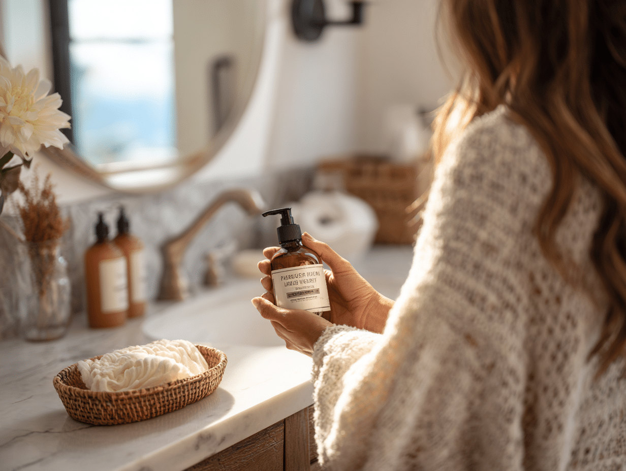 u3744633422 Woman holding a toiletry product on a bathroom co d92d8580 6fe5 4513 9f0e ca2043f5515a 0