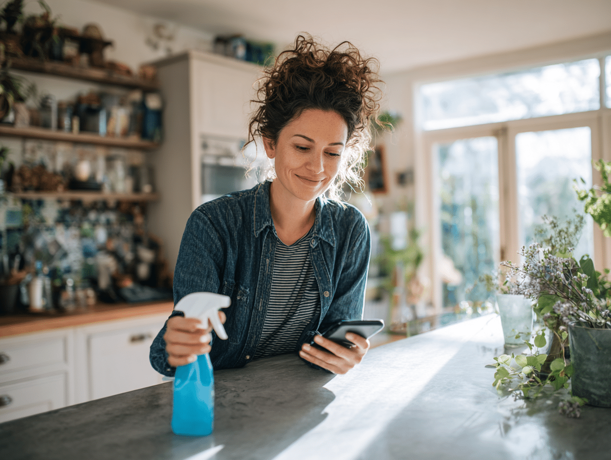 u3744633422 Woman using a cleaning spray on a kitchen counter 30fed661 a002 4dad 85ab ce1747c387f1 3