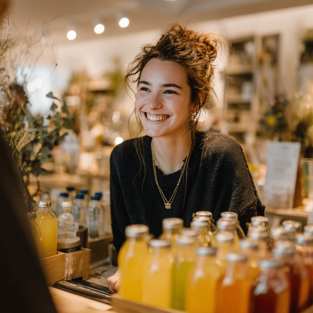 u3744633422 woman giving out drinks samples in a shop smiling 53877db1 4999 4442 a0c3 aea35174c091 1