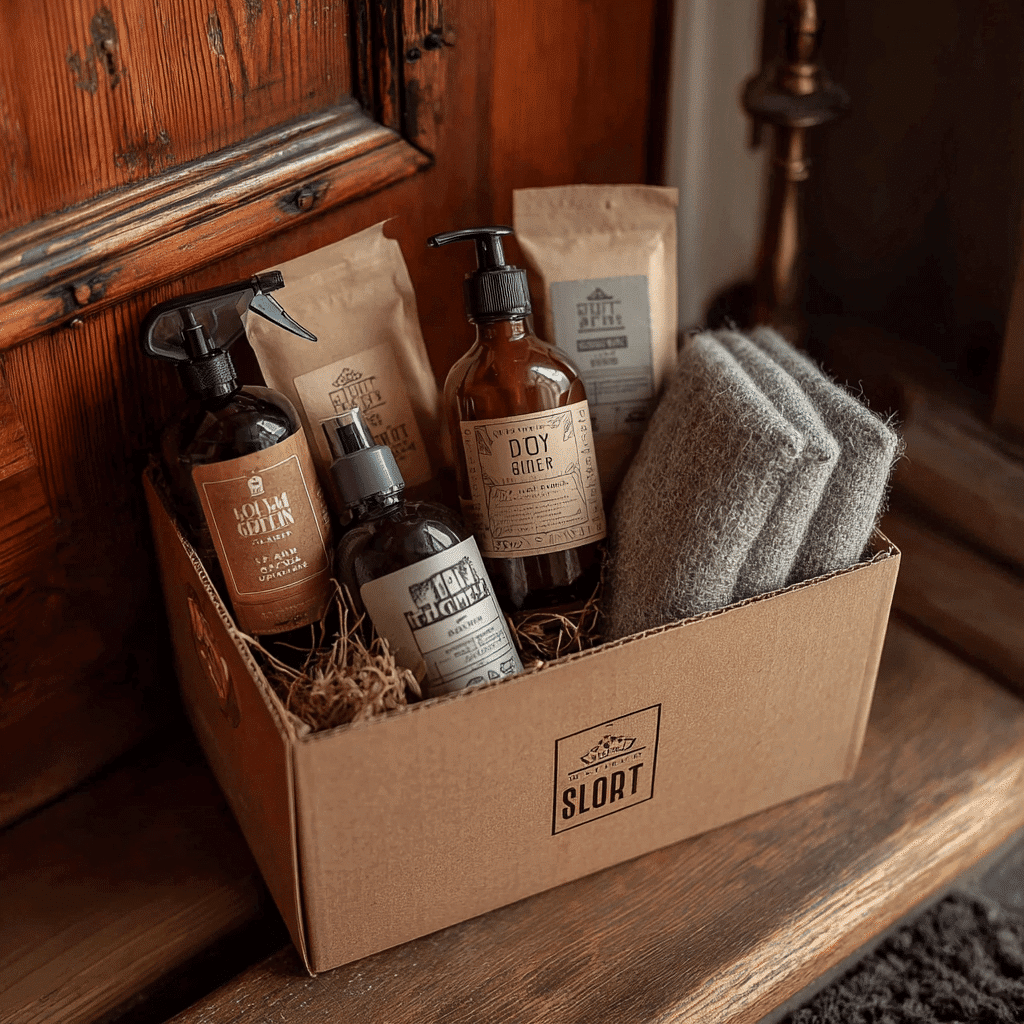u3744633422 samples of cleaning products in a cardboard box 1