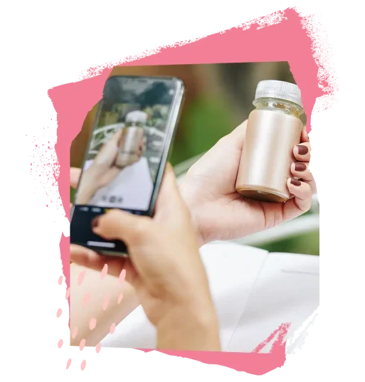 Influencer photographing a health product sample