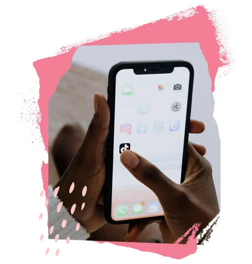 Hand swiping through different social media channels